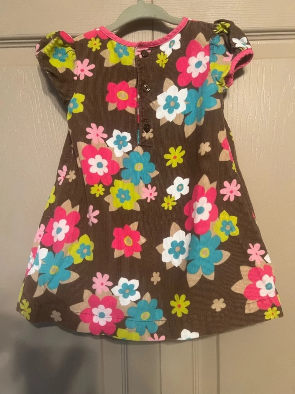 Carter's Bright Pink Floral Toddler Dress with Brown Base